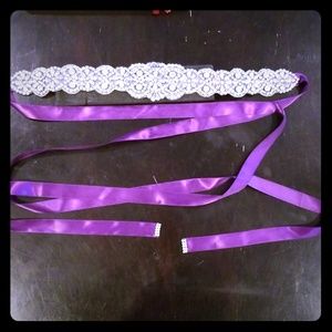 Purple Crystal Dress Sash